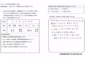 相続登記のお客さま(練馬区70代女性)の声